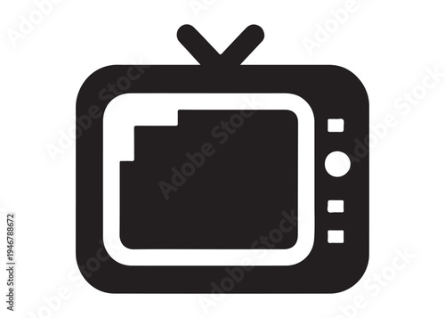 television logo silhouette vector, Vintage retro antenna television logo silhouette vector illustration, old tv logo, box tv logo, tv retro logo silhouette design on white background