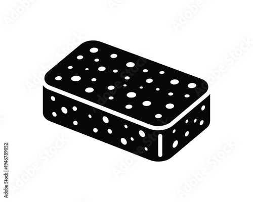 Kitchen sponge for cleaning and household chores vector icon illustration