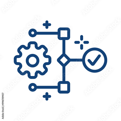 Blue flowchart diagram isolated on transparent background