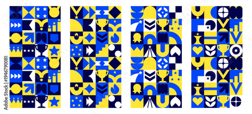 Day office work with mosaic appreciation trophy for card employee icon.