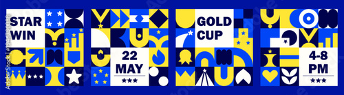 Work appreciation day with office pattern card and trophy employee mosaic.