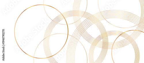 elegant golden circular line pattern on white background with luxury abstract geometric minimalist modern design layout.