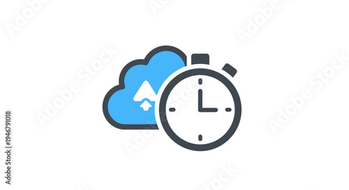 Cloud computing and stopwatch concept.