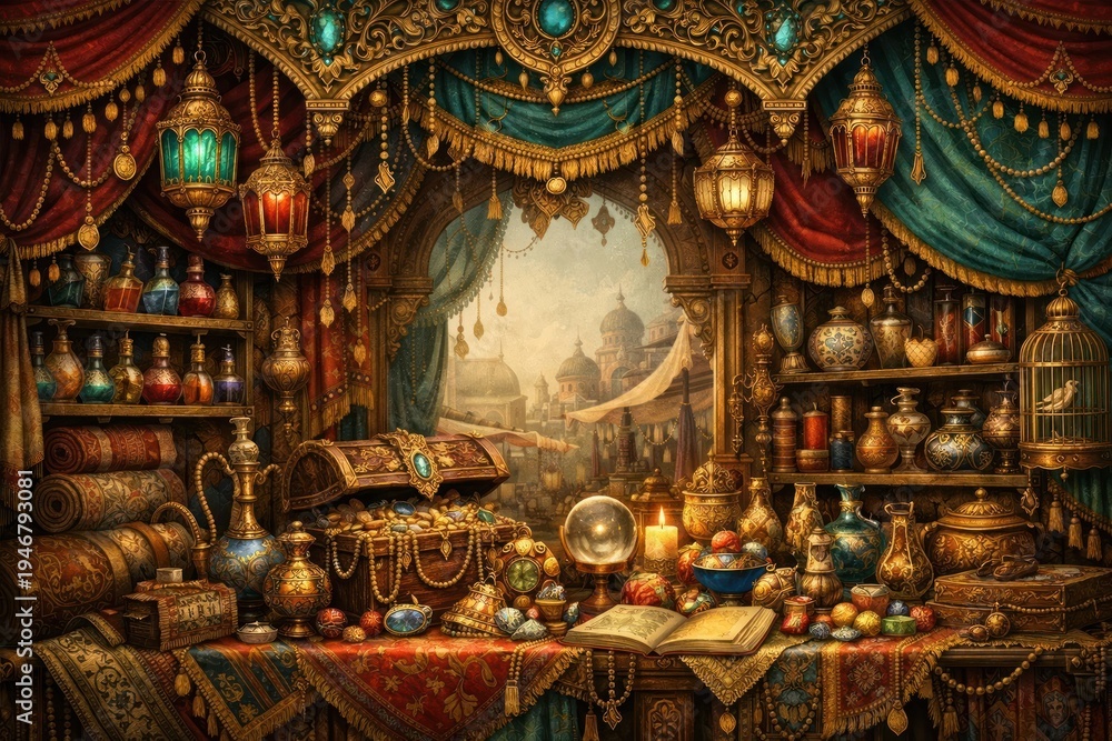 Fototapeta premium Opulent bazaar with exotic treasures.