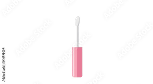 A pink handled white mascara brush.