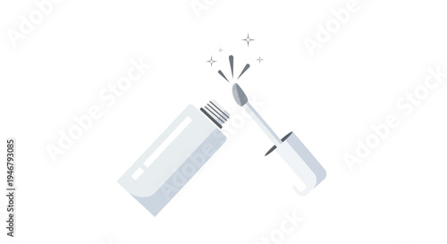 Mascara tube and wand with sparkles.