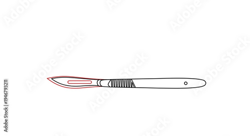 Medical Scalpel Outline on White Background: A Surgical Instrument Illustration