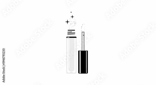 Mascara tube and wand on white.