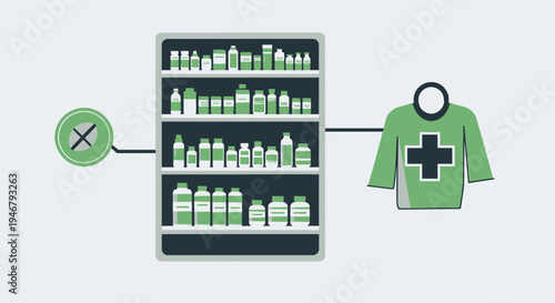 Medical Supplies And Healthcare Representation In A Modern Minimalistic Illustration