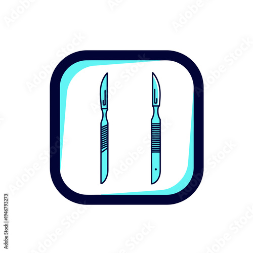Medical Scalpels: Surgical Instruments Vector Illustration In Modern Minimalist Design Style