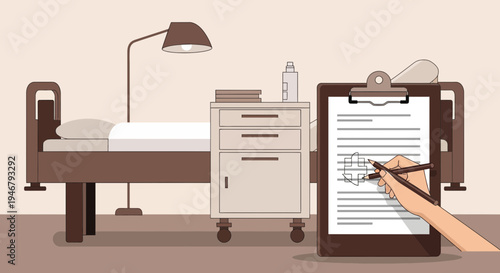 Medical Scene Depicting Patient Care, Hospital, Healthcare, And Medical Documentation