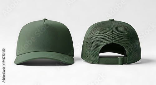 Mockup of a forest green color trucker cap