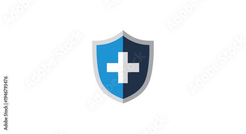 Medical Shield Icon: Blue Cross Symbolizing Protection and Health for Diverse Applications
