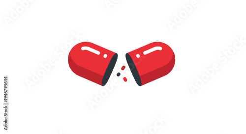 Medical Tablet Illustration Showing Release of Medicament in Modern Digital Art