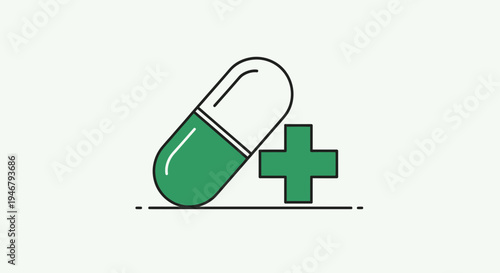 Medical Tablet Illustration, Health Care, Medical Aid, Capsule, Medicine and Therapy
