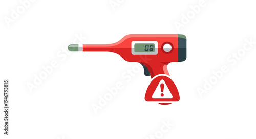 Medical Temperature Scanner With Alert Icon For Elevated Body Temperature