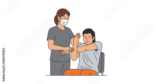 Medical Therapist Assists Patient With Arm Rehabilitation During Physical Therapy Treatment