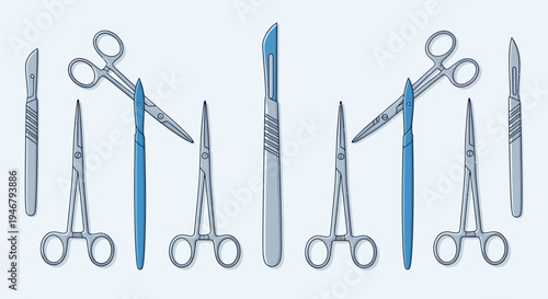 Medical Tools Arranged On A Pale Background Depicting Surgical Precision