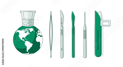 Medical Tools and Earth: A Conceptual Illustration Representing Global Health and Healing