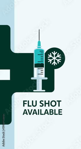 Medical Vaccination Illustration: Vaccine Syringe And Snowflake Icon, Health And Prevention