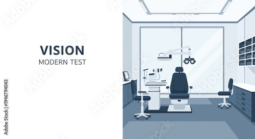 Medical Vision Exam Room Illustration, Professional Eye Care Clinic Interior Design Visual