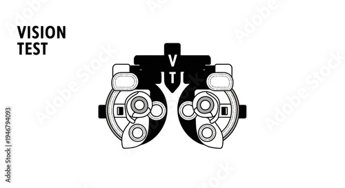 Medical Vision Test Equipment Depiction in Black and White Illustrative Design
