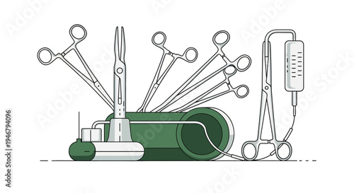 Medical Tools and Equipment Illustration for Healthcare and Surgical Procedures Design