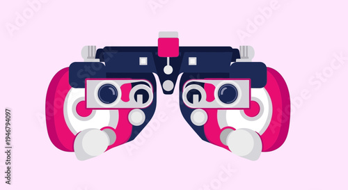 Medical Vision Tester Graphic Depicting Eye Care Equipment and Ophthalmic Examination
