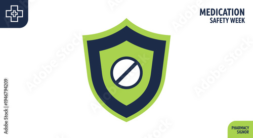 Medication Safety Shield Illustrates Preventative Measures for Health Wellbeing During Safety Week