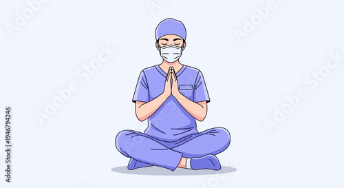 Meditating Medical Professional Achieving Inner Peace And Tranquility During Difficult Times