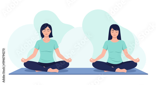 Meditating Women In Yoga Pose on Yoga Mat Creating Calm and Focused Ambiance