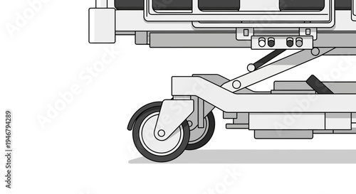 Medical Transport Bed in Modern Minimalist Design and Neutral Tones on White Background