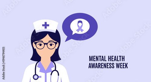 Mental Wellness Nurse Illustration For Awareness Campaigns Promoting Emotional Wellbeing Support