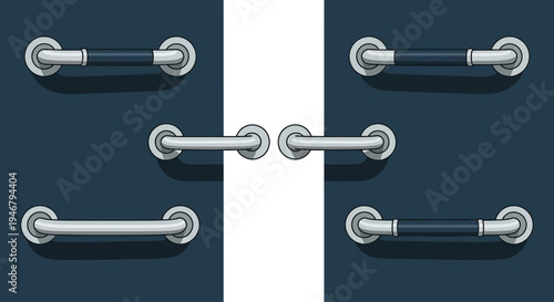 Metallic Door Handles on Teal Doors in Abstract Digital Artistic Style