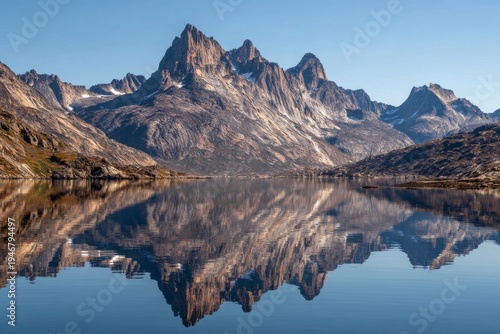 Scenic serenity: greenland's bear islands and mirror-like waters. Clean retouch. Enhanced scene of bear islands: aurora lights over greenland's mirror waters. High resolution.