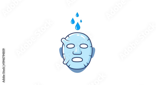 A blue face mask with water droplets.