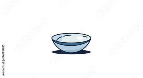 Minimalist Bowl Illustration: Simple Design with Blue Accents on White Background
