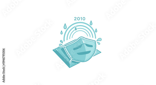 Medical face mask with water droplets.