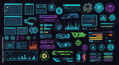 Futuristic HUD Elements - High-Tech Interface Design for Modern Applications.