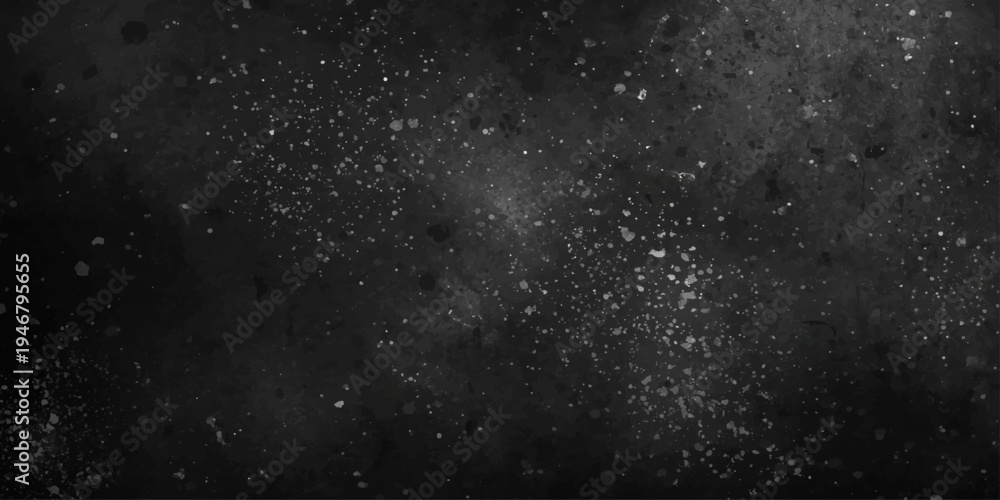Fototapeta premium Abstract raindrops glisten on a window pane against a dark starry sky and black galaxy background filled with cosmic nebula dust and shimmering light
