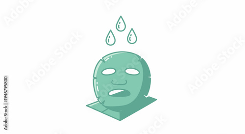 A green face mask with sweat drops.