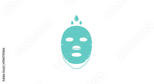 A teal face mask with water droplets.