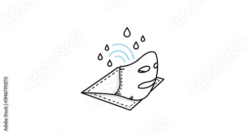 An illustration of a wet face mask with wireless signal.