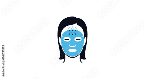 Facial treatment with blue face mask.