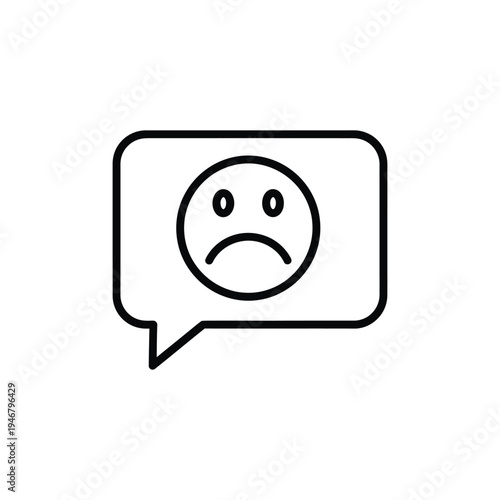 Sad face emoticon in a speech bubble icon