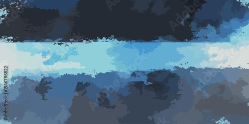 An abstract blue world map illustration featuring a global perspective of Earth's continents and countries for business travel and geography atlas applications