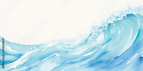 Dynamic ocean wave curling with white foam and transparency