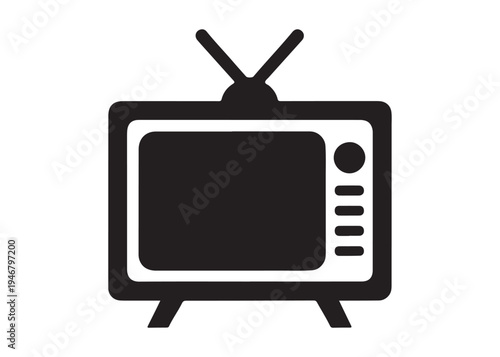 television logo silhouette vector, Vintage retro antenna television logo silhouette vector illustration, old tv logo, box tv logo, tv retro logo silhouette design on white background