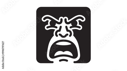 A bold black and white vector icon of a furious gorilla's face screaming in rage. A powerful symbol of anger, frustration, and aggression, perfect for mascots or logos.