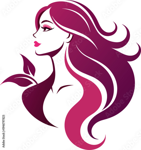 Girl with long flowing hair fashion illustration silhouette vector art